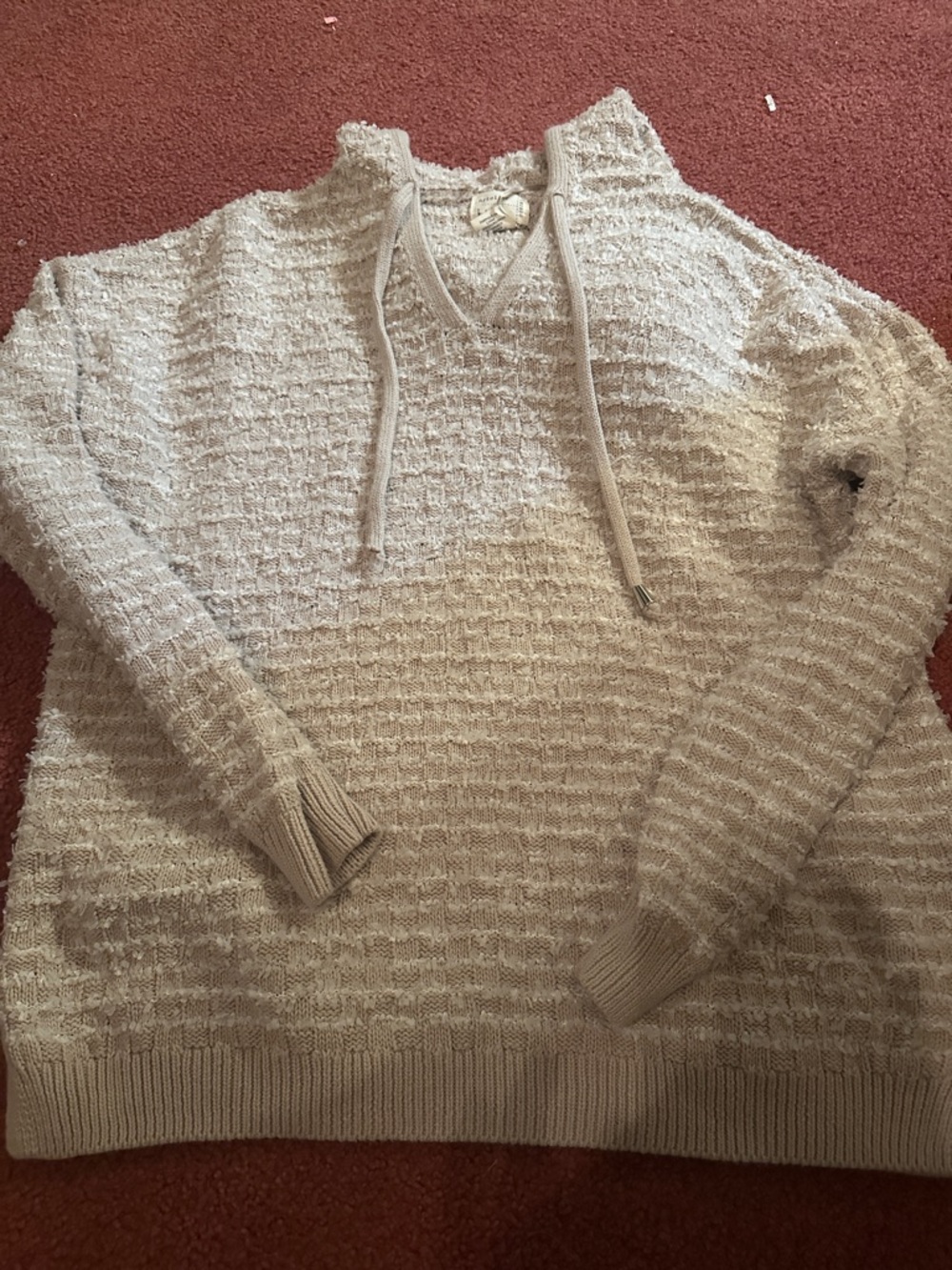 T.J.Maxx Cream Textured Knit Hoodie